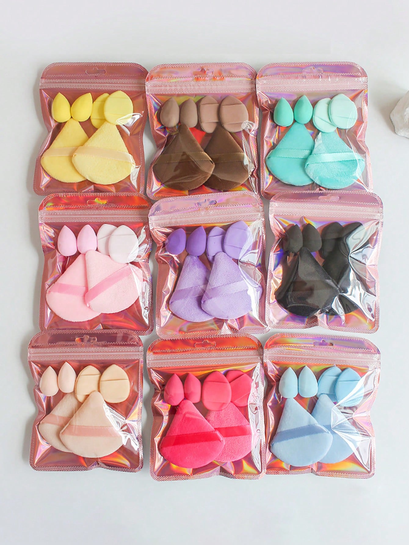 Beauty Makeup Egg - ชุดพัฟแต่งหน้าแบบสามเหลี่ยม 6 ชิ้น, ชุดบิวตี้เอ้ก, อุปกรณ์แต่งหน้าอเนกประสงค์ที่ใช้ซ้ำได้, เหมาะสำหรับการแต่งหน้าด้วยรองพื้น