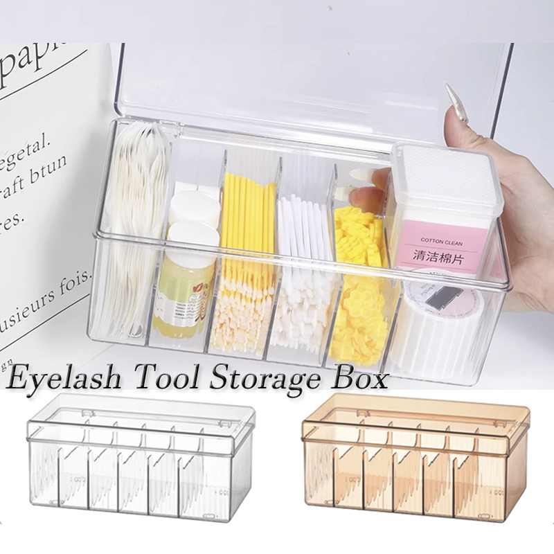 Beauty Makeup Organizer - โปร่งใสEyelash Beauty Organizer Display Rackแต่งหน้าผ้าฝ้ายSwabsกล่องเก็บสําหรับGrafting Lash