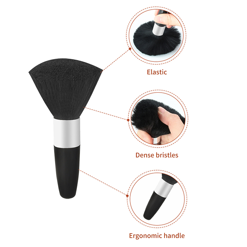 Makeup Beauty Ro - แปรงปัดฝุ่นคอและใบหน้าแบบใหม่ สีดำ สำหรับช่างตัดผม แปรงทำความสะอาดเส้นผม แปรงสำหรับร้านทำผม ตัดผม
