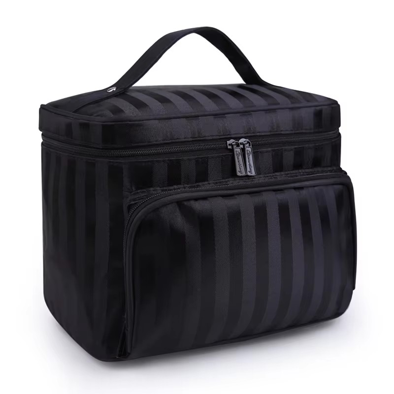 Beauty Makeup Organizer - ﻿ กระเป๋าเครื่องสำอางผู้หญิงความจุขนาดใหญ่ลายทาง กระเป๋าจัดระเบียบเครื่องสำอาง กระเป๋าเดินทางพับได้ กระเป๋าใส่เครื่องสำอาง กระเป๋าเก็บของ