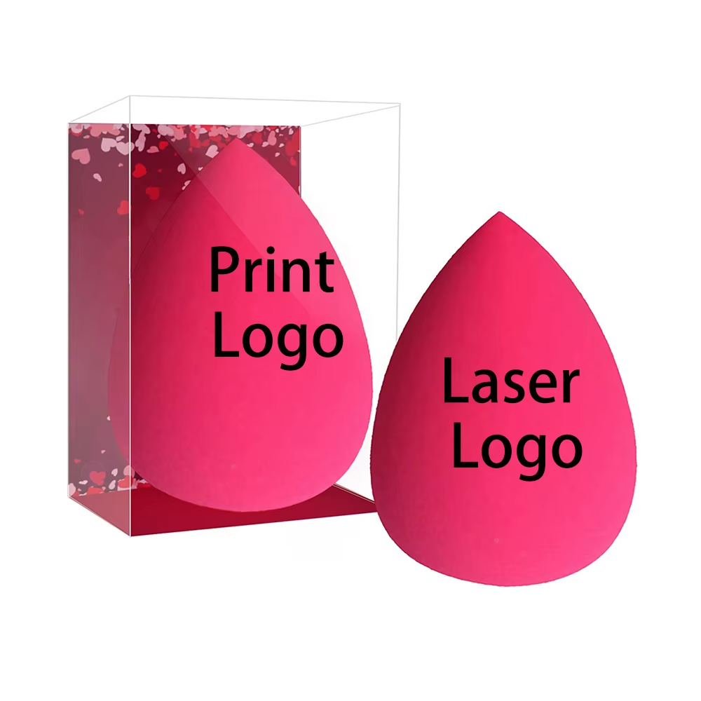 Beauty Makeup Blender - 50pcs โลโก้ที่กําหนดเองความงาม Rose สีชมพูเครื่องสําอางฟองน้ําเครื่องปั่น Latex ฟรีแต่งหน้าฟองน้ําสําหรับแป้งครีม