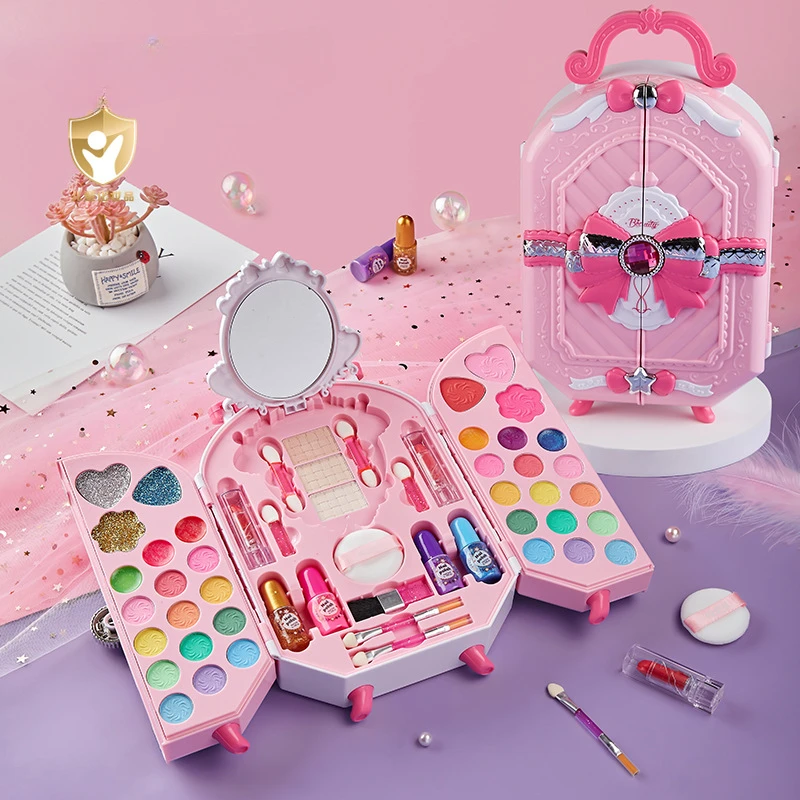 Beauty Makeup For Girl - เครื่องสำอางของเล่นสำหรับเจ้าหญิงเด็กผู้หญิงเครื่องสำอางอายแชโดว์ยาทาเล็บปลอดสารพิษชุดเครื่องสำอางแต่งหน้าแฟชั่นของขวัญวันเกิด