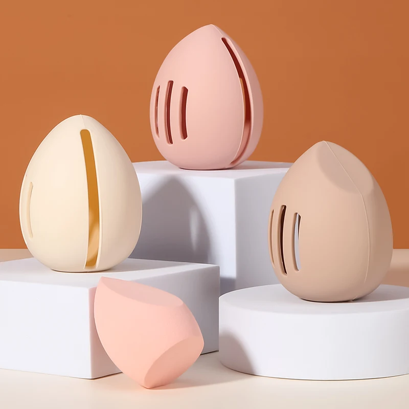 Beauty Makeup Egg - 1 ชิ้นแต่งหน้าผู้ถือฟองน้ําซิลิโคนเป็นมิตรกับสิ่งแวดล้อม Multi - hole ความงามไข่กล่องเก็บกระเป๋าเดินทางแบบพกพาเครื่องสําอางค์พัฟผู้ถือกล่อง