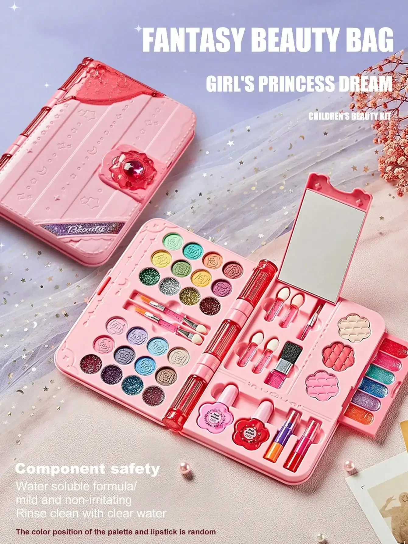 Beauty Makeup School - ชุดเครื่องสำอางเด็กแบบล้างออกได้ ของขวัญวันเด็ก 2026 ที่ดีที่สุดสำหรับเด็กผู้หญิง - ชุดของเล่นเครื่องสำอางจริงพร้อมกระจก
