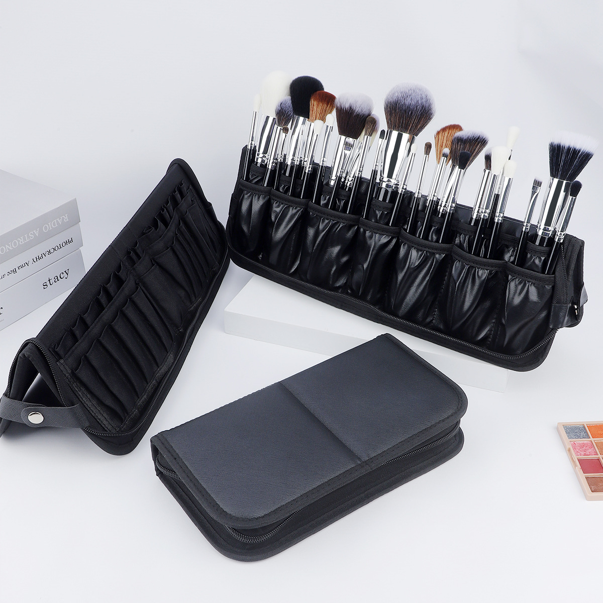 กระเป๋าเครื่องสำอางพับได้สีดำข - Beauty Makeup Organizer บทวิจารณ์และราคา