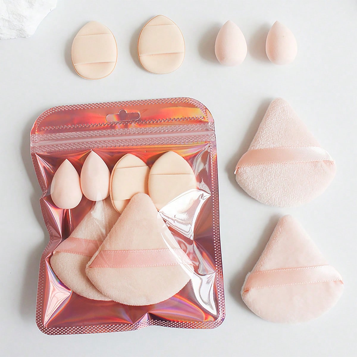 ชุดพัฟแต่งหน้าแบบสามเหลี่ยม 6  - Beauty Makeup Egg บทวิจารณ์และราคา