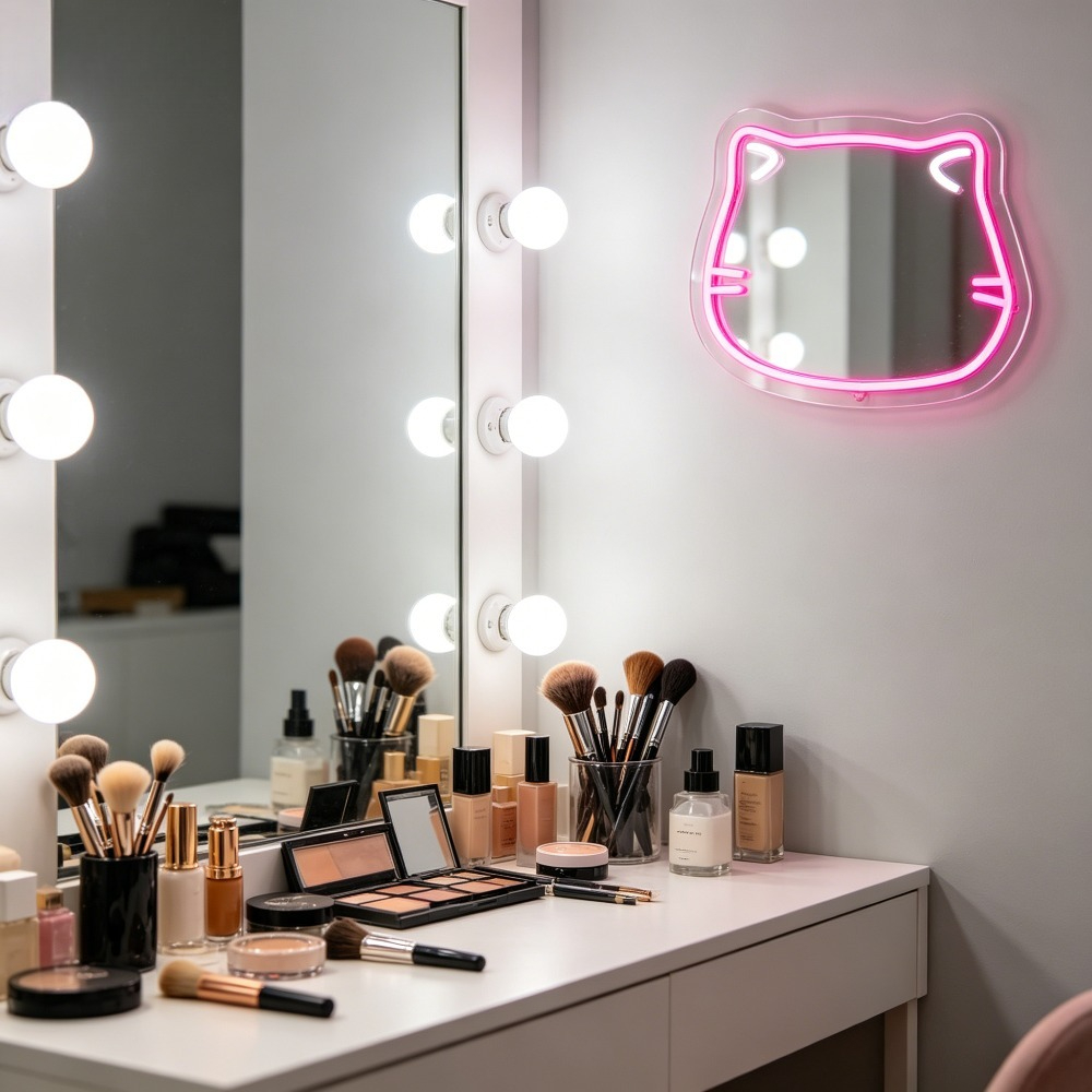 ป้ายไฟนีออนรูปแมวน่ารักสำหรับถ - Beauty Makeup Girl Photo บทวิจารณ์และราคา