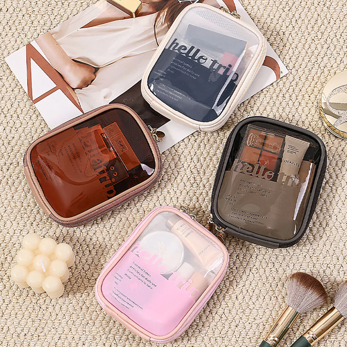 กระเป๋าเครื่องสำอางแบบโปร่งใสพ - Beauty Kiss Makeup บทวิจารณ์และราคา