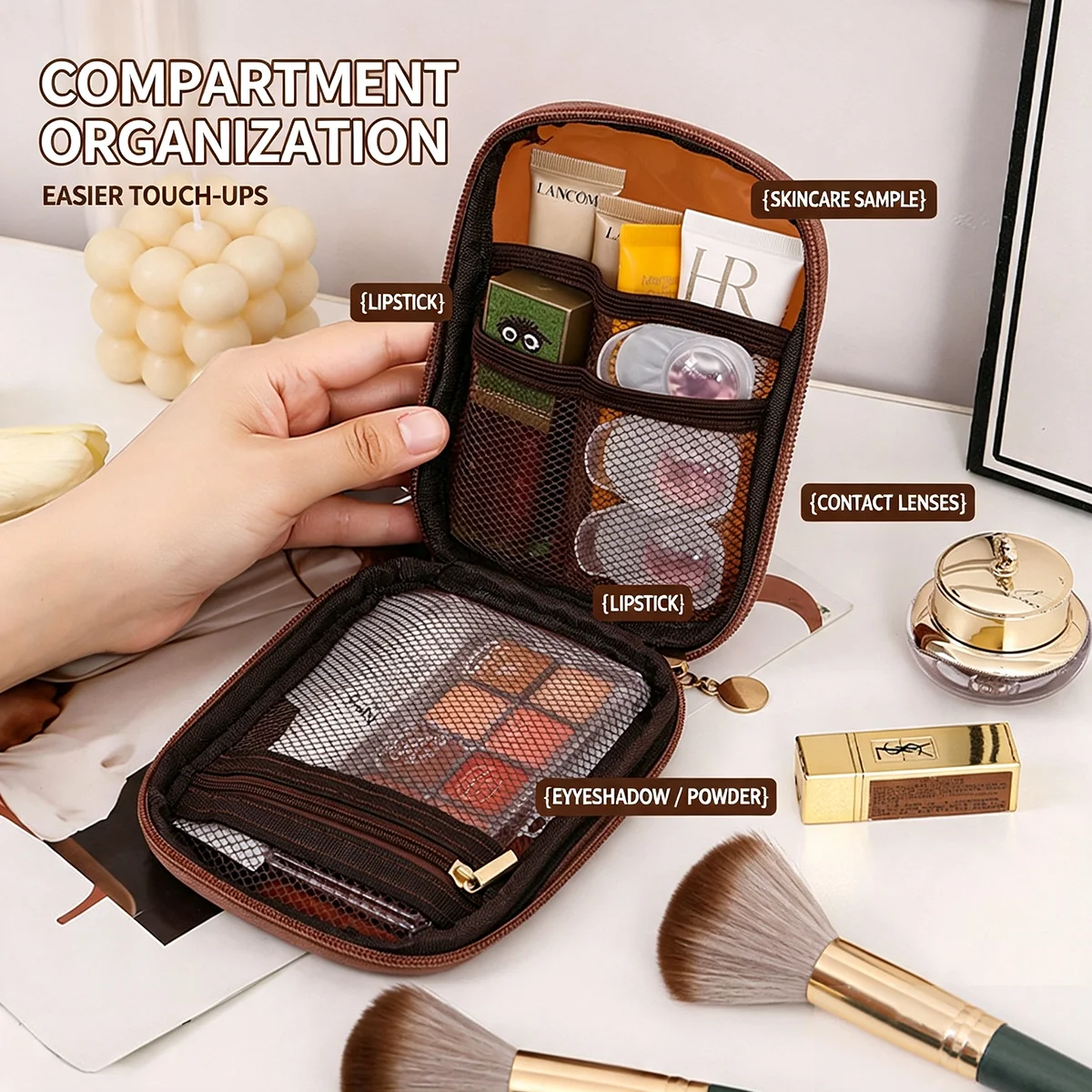 กระเป๋าเครื่องสำอางแบบโปร่งใสพ - Beauty Kiss Makeup บทวิจารณ์และราคา