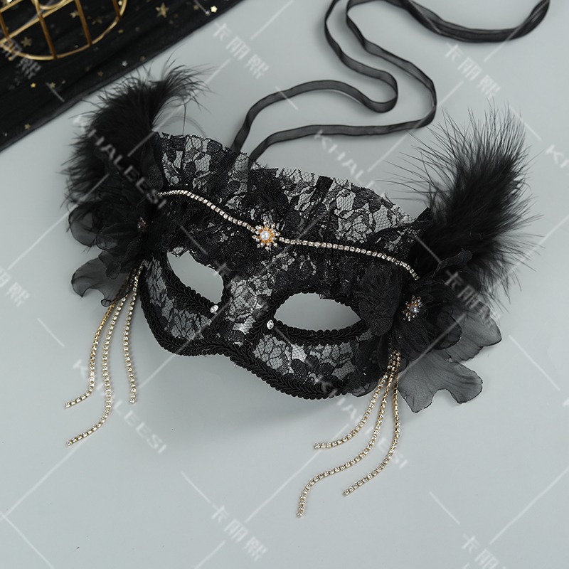 ลูกไม้สีดําตาข่ายหน้ากากครึ่งห - Beauty Halloween Makeup บทวิจารณ์และราคา